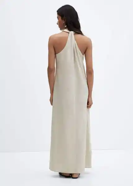 Vestido Foil-A Crudo Talla L Mujer Mango