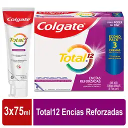 Crema Dental Colgate Total 12 Encias Reforzadas 75 mL x 3