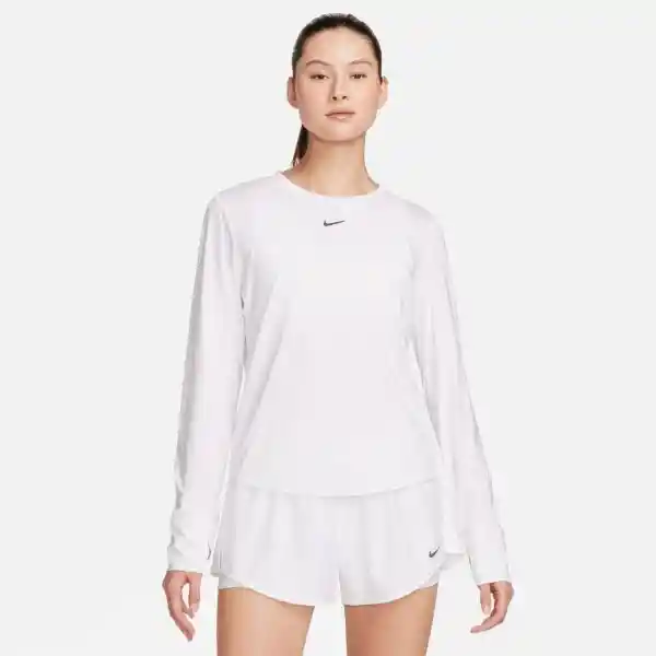 Nike Camiseta One Classic ls Top Blanco Para Mujer Talla L