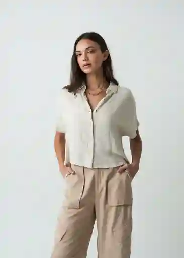 Camisa Naty Mujer Beige Polvillo Medio Talla M 512G373 Naf Naf