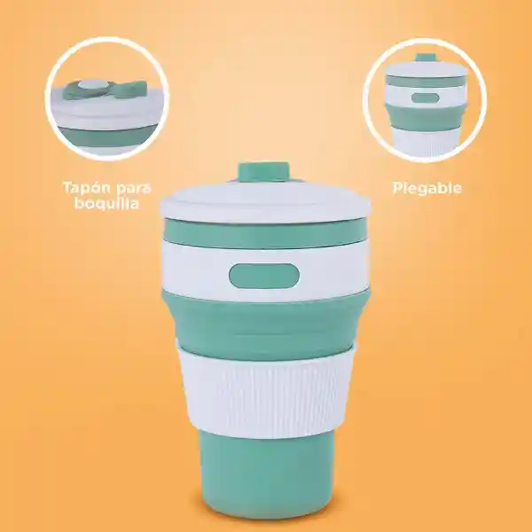 Vaso Plástico Plegable de Silicona de Verde 350 mL Serie Miniso