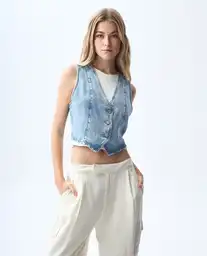 Chaleco Mujer Azul Talla M 391G002_AZU114604 Americanino