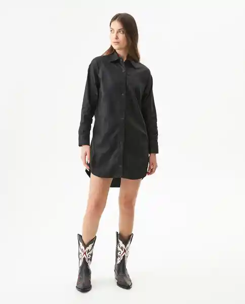 Vestido Camisero Corto Negro Noche Ultraoscuro T M Chevignon