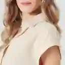 Blusa Cuello Camisero Manga Corta Beige Talla S 701860