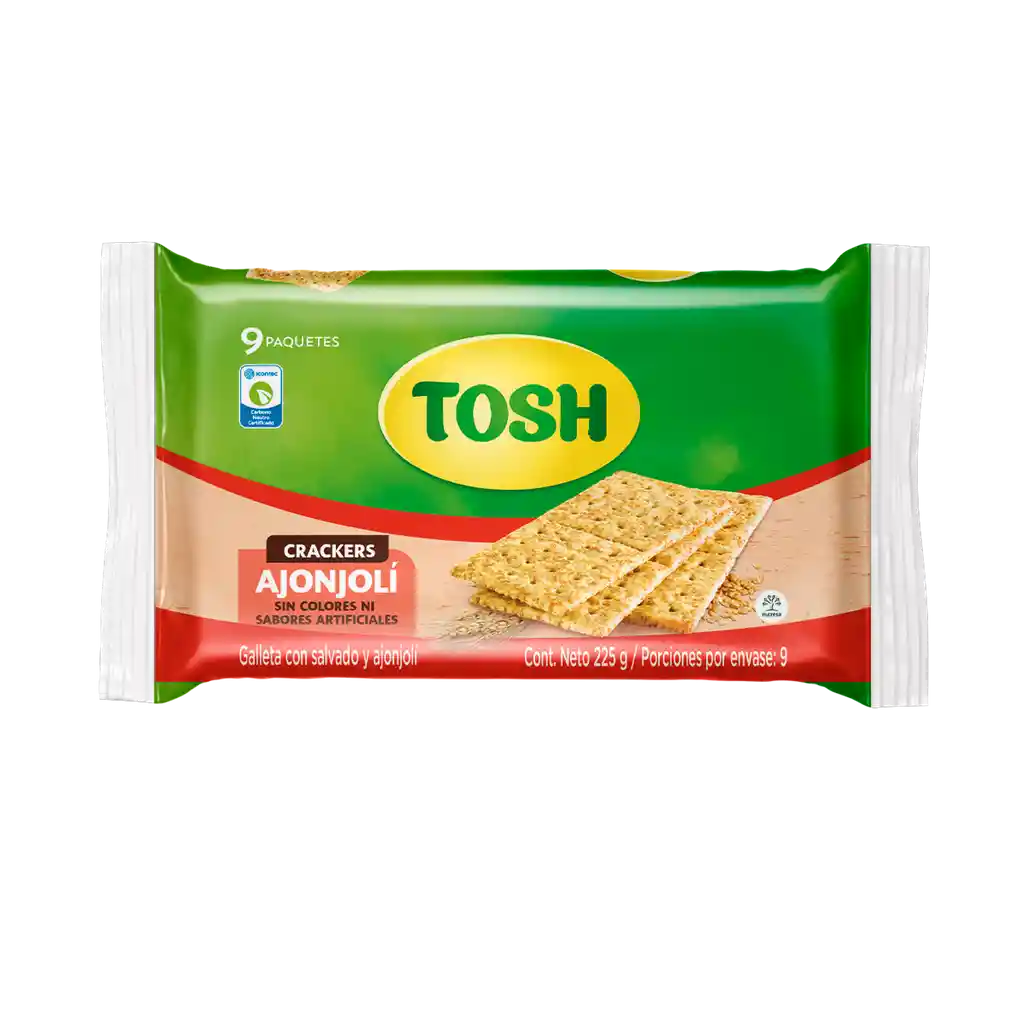 Galleta Tosh Ajonjoli Fit Bolsa 9 x 3 x 225 g