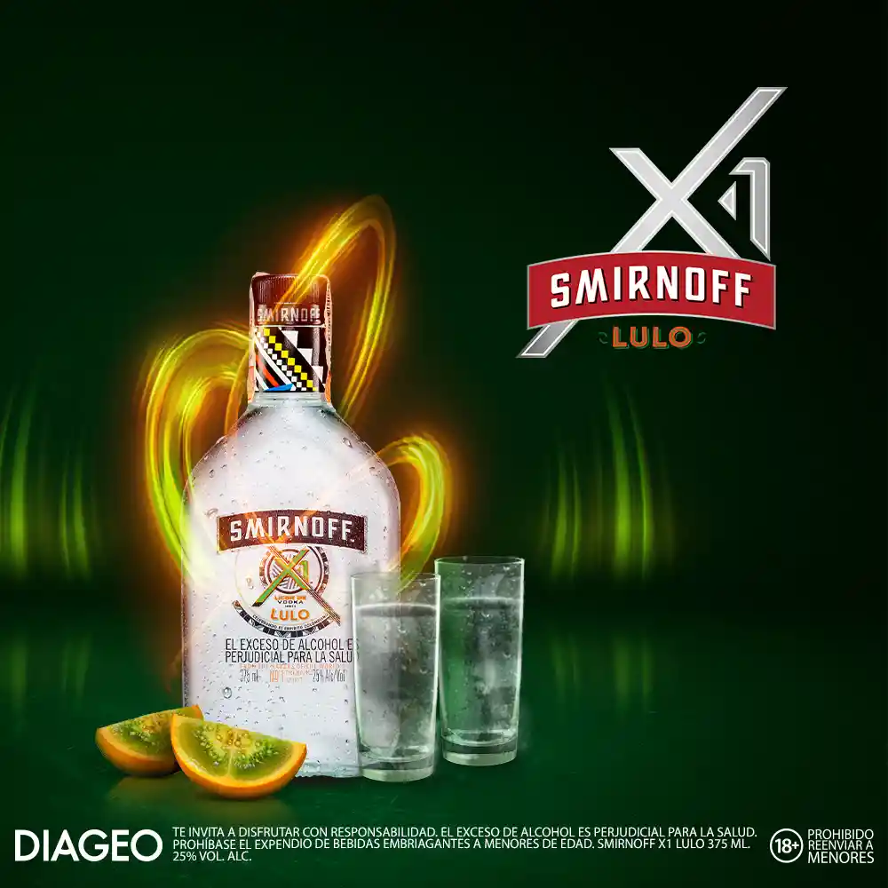 Smirnoff x1 Lulo vodka saborizado listo para tomar 375 ml