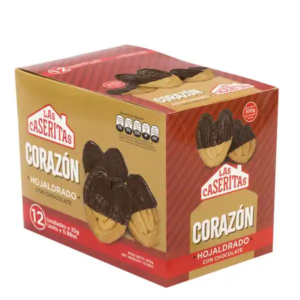 Las Caseritas Galleta Corazón Hojaldrado con Chocolate