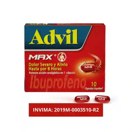 Advil Max Ibuprofeno Alivio Dolores Asociados a Inflamacion X 10