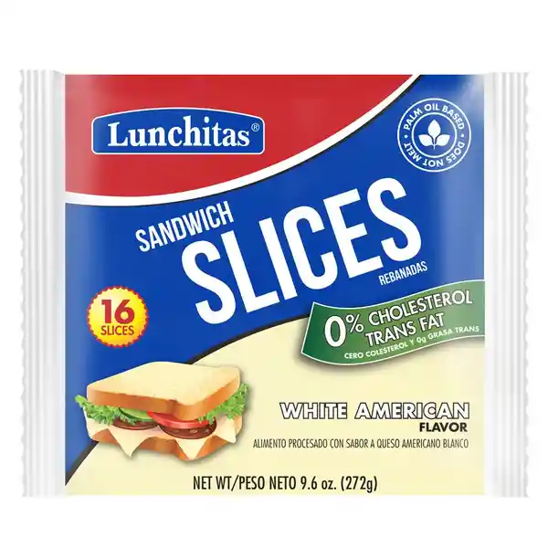 Queso Americano Lunchitas Blanco 16 Tajadas