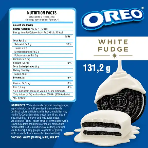 Oreo Galleta Doble de Chocolate con Crema Navidad White Fudge