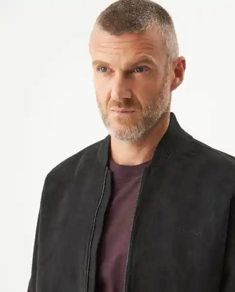 Chaqueta Suede Bomber Negro Sombrio Ultraoscuro T.L Chevignon