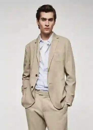 Blazer Americana Delave Beige Talla 56 Hombre Mango