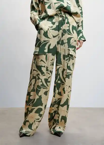 Pantalón Cammo Verde Talla L Mujer Mango