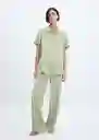 Pantalón Lisa-w Verde Talla S Mujer Mango