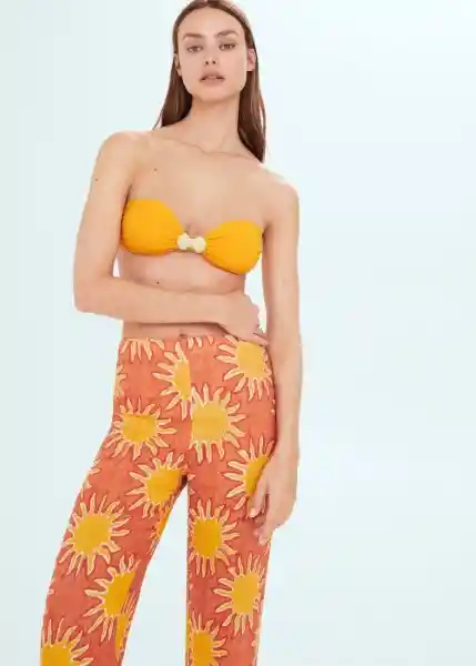 Pantalón Lulu Naranja Talla 40 Mujer Mango