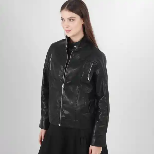 Chaqueta Biker Imitación Piel Negro S Fuera de Serie