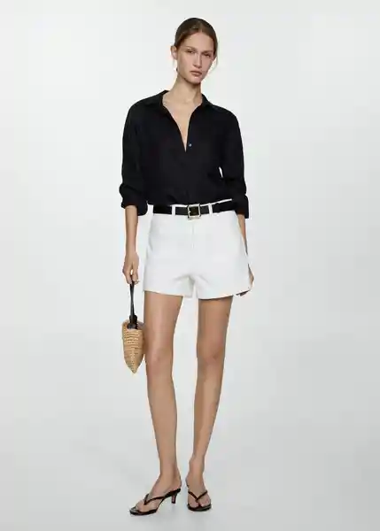 Short Mom80 Blanco Talla 42 Mujer Mango