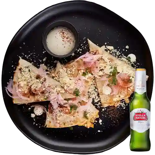 Combo Quesadilla Tinga de Pollo + Stella Artois 330ml