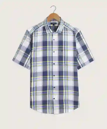 Camisa Manga Corta Cuadros Estampados Con Bolsillo