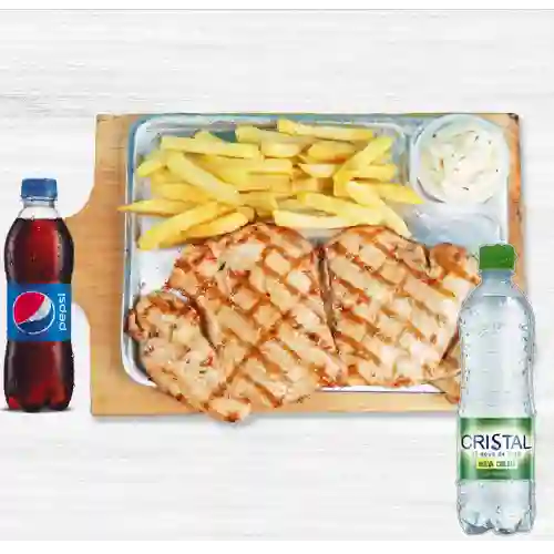 Combo Pechuga a la Plancha +Agua Cristal C/Gas 600ml