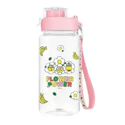 Colección Daisy Minions Botella de Plástico Tapa y Correa Rosa