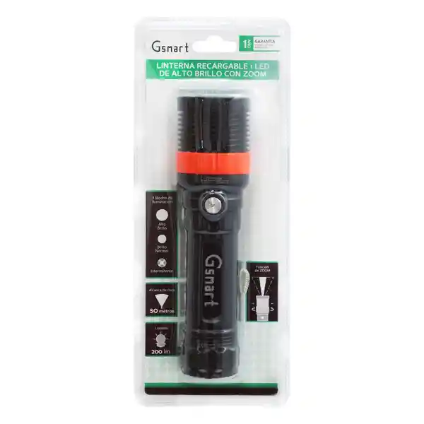 Gsmart Linterna Recargable 1 Led de A Negro