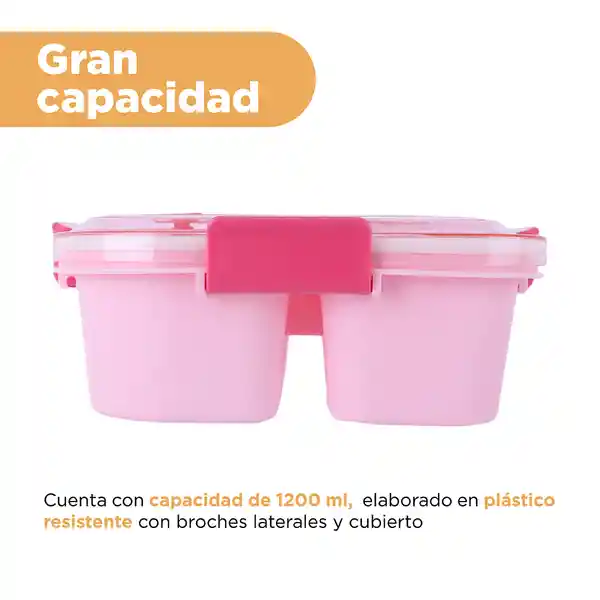 Contenedor de Con 3 Compartimentos Tokidoki Rosa 1200 mL Miniso