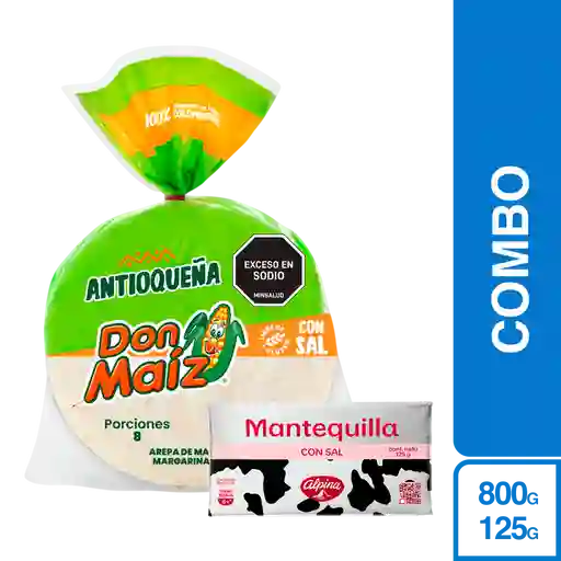 Combo Alpina Mantequilla + Antioqueña Arepa Don Maiz 8 Und