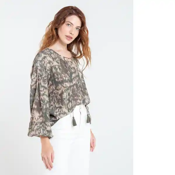  Camisa Benguela Mujer Verde Pato Oscuro Talla S Naf-Naf 