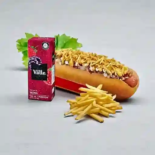 Combo Perro Carne, Papa y Jugo