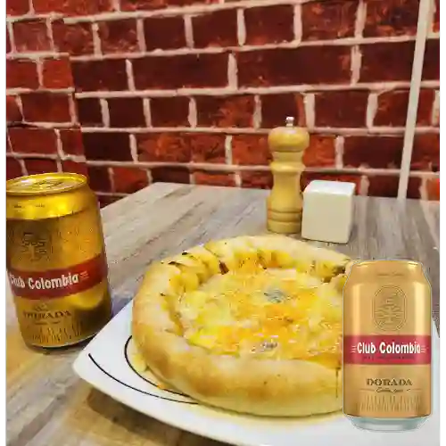 Combo Pizza Capricciosa 4 Quesos + Club Col. Rubia 330ml