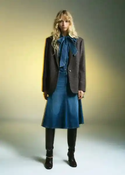 Blazer Americana Scone Gris Talla S Mujer Mango