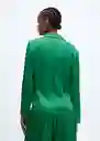 Camisa Plisi-W Verde Talla S Mujer Mango