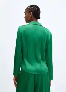 Camisa Plisi-W Verde Talla S Mujer Mango