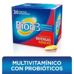 Bion3 Defensas Multivitaminico con Minerales y Probioticos 30 tabletas