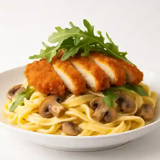 Pasta Alfredo con Pollo Apanado
