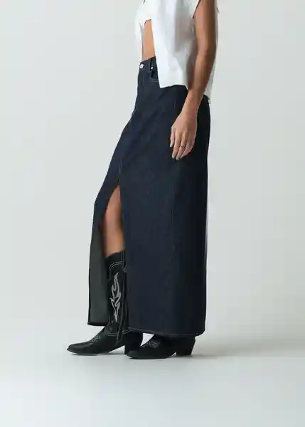 Falda Ecru Mujer Azul Índigo Medio Talla 8 442G371 Naf Naf