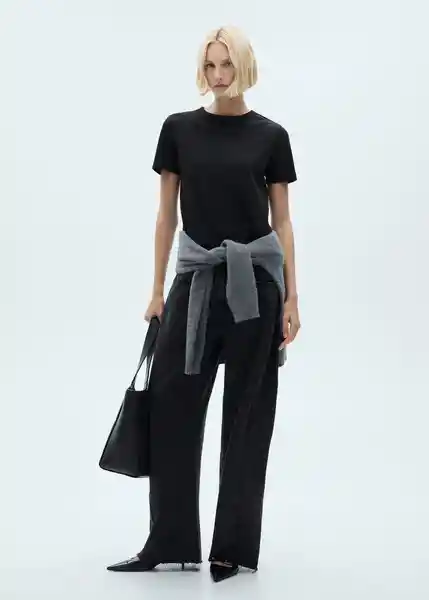 Camiseta Rita Negro Talla S Mujer Mango