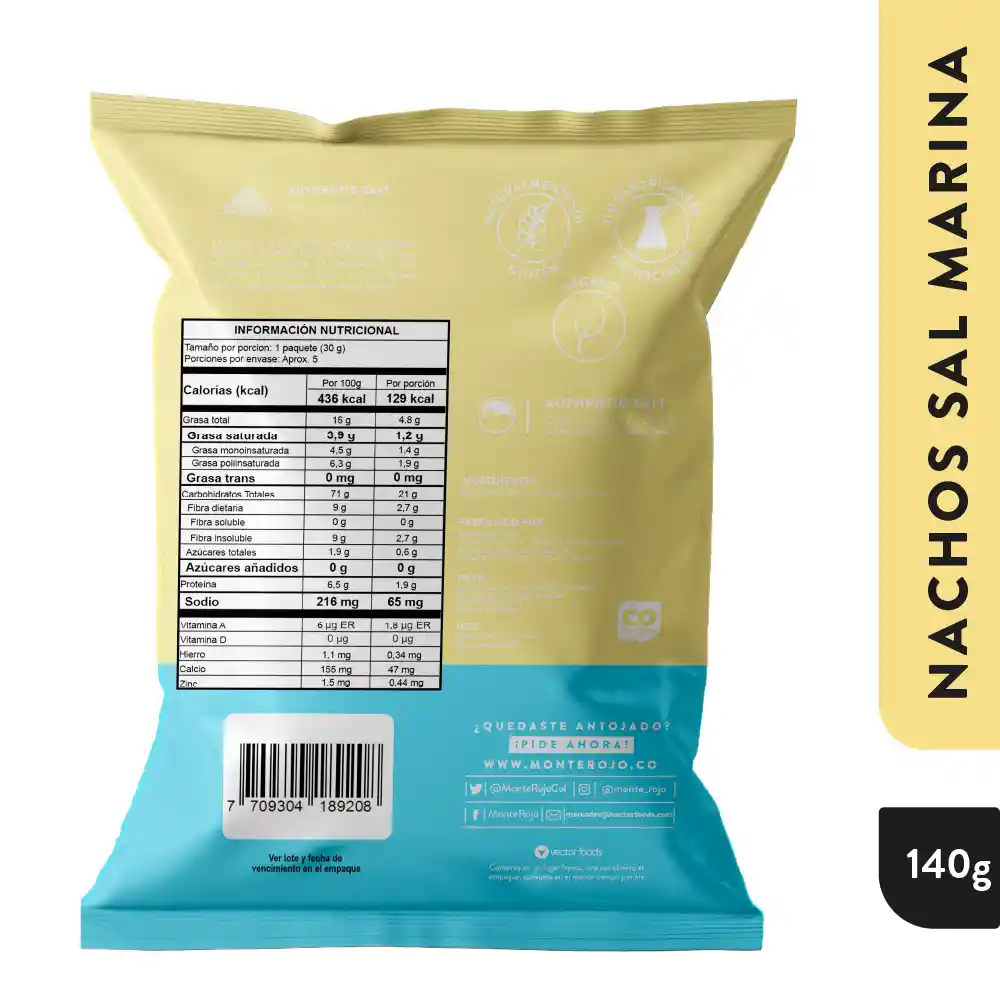 Monte Rojo Nachos Sal Marina 140gr