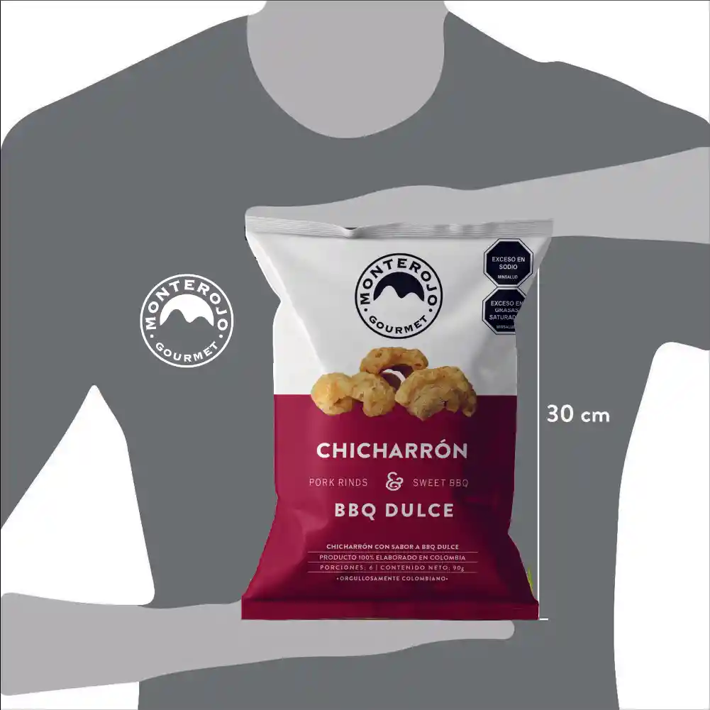 Monte Rojo Chicharrón Carnudo BBQ Dulce Club Colombia 90g