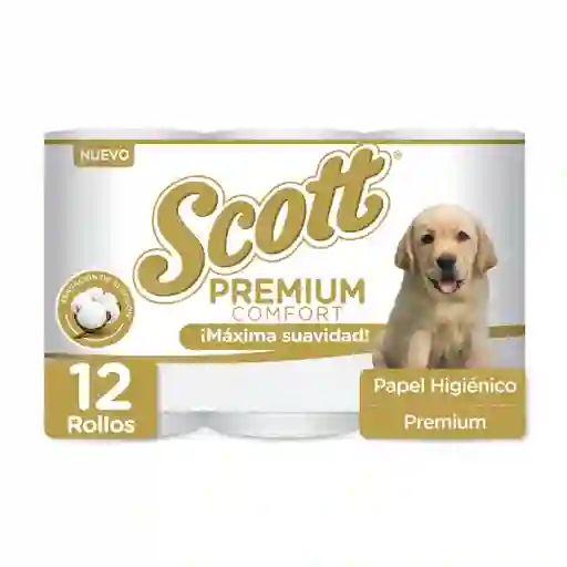 Papel Higiénico Scott Premium Comfort Triple Hoja 12 Rollos