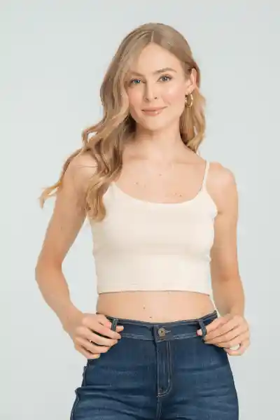 Crop Top Tiras Malibu Color Beige Claro Talla XS Ragged