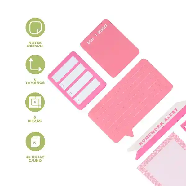 Nota Adhesiva Serie Rosa Con 30 Hojas Miniso