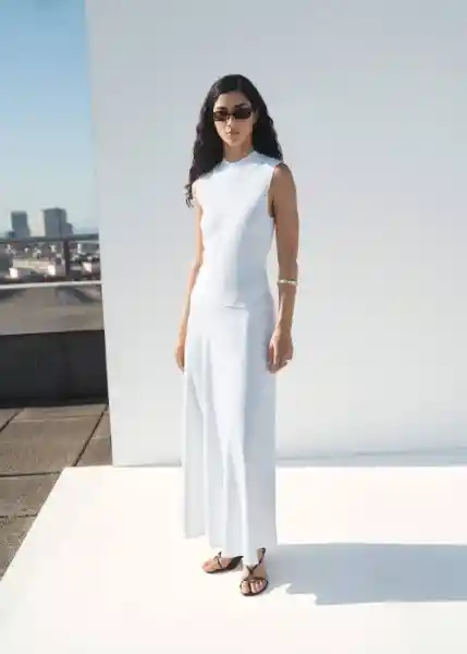 Vestido Bima Blanco Talla S Mujer Mango
