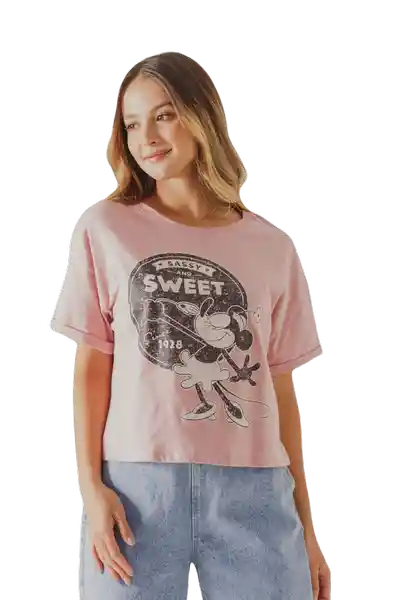 Camiseta Manga Corta Color Palo Rosa Talla M