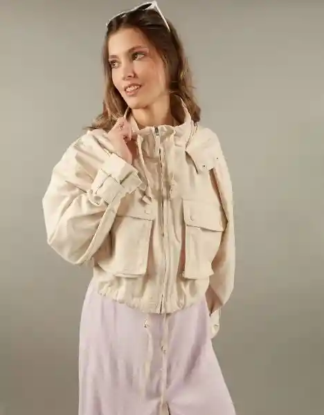 Chaqueta Con Lazo Ajustable Mujer Beige Medium American Eagle