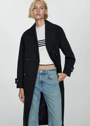 Saco Trench Angela Negro Talla XS Mujer Mango