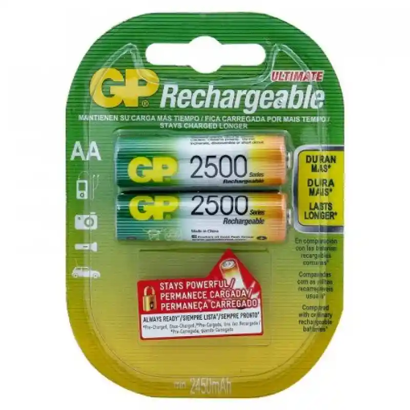 Gp Pila Recargable Aa. 250Aahc 2La22. Incluye 2 Pilas Recargables Aa. Sku 4891199069901