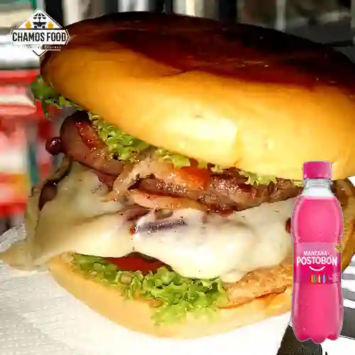Combo Hamburguesa Tocineta Ahumada + Manzana 250 ml