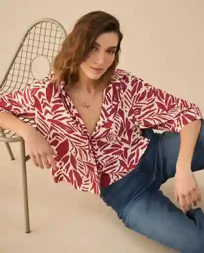 Camisa Rojo Rio Oscuro Talla S 611G015 Esprit
